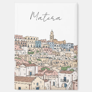 Matera Italy Travel Illustration Postcard Magnet