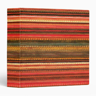 Material Textile Stripes Red Orange and Green Binder