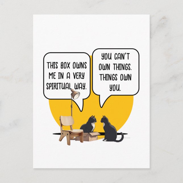 Materialism Cat Philosophy Humour Postcard (Front)