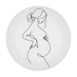Maternal Elegance: Pregnant Women Line Art Cutting Board