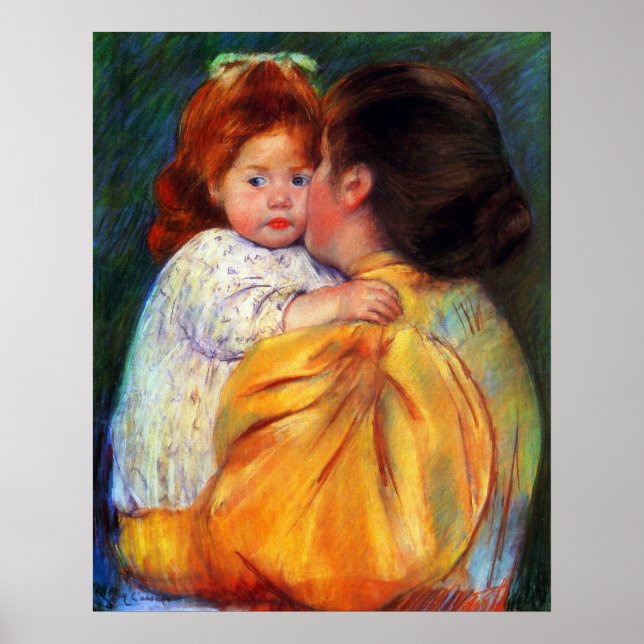 Maternal Kiss 1896 by Mary Stevenson Cassatt Poster (Front)