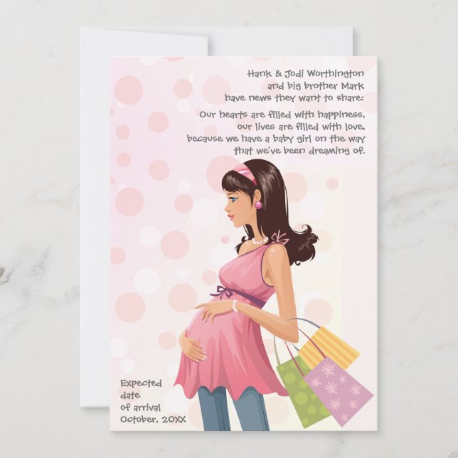 Maternité Mère Grossesse (Fille) Faire-part (Devant)