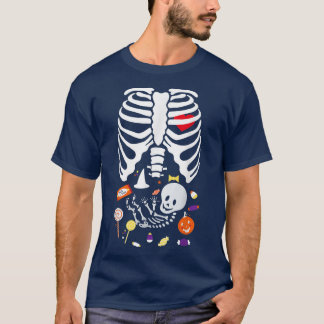 Maternity Baby Skeleton with Candy Halloween  T-Shirt