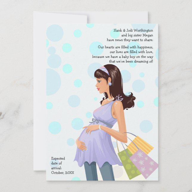 Maternity Mom Pregnancy (Boy) Announcement (Front)