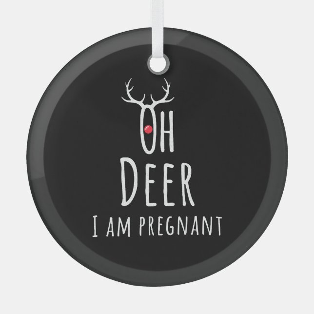Maternity Pregnancy Pregnant Baby Christmas Deer Glass Ornament (Front)