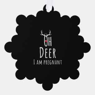 Maternity Pregnancy Pregnant Baby Christmas Deer Ornament Card
