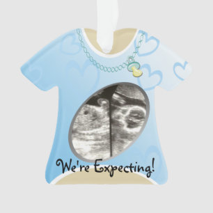 Maternity Shirt Blue Baby Announcement Ornament