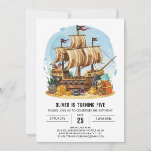 Matey Custom Boat Pirate Birthday Invitation