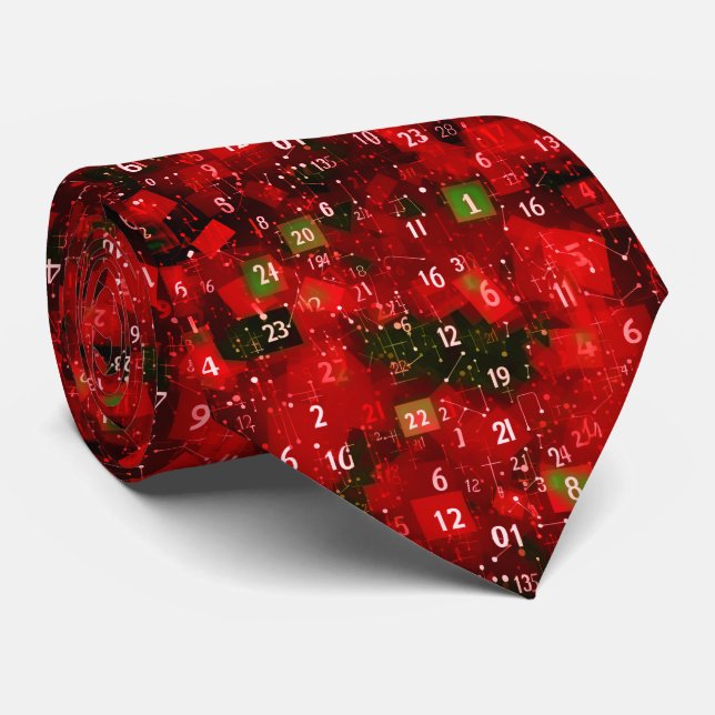 Math Abstract Christmas Red Green Tie (Rolled)