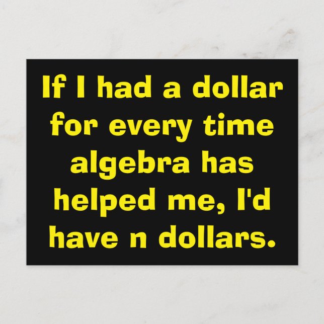 Math Algebra Postcards (Front)
