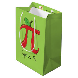 Math Apple Pi Symbol Teacher Cute Cartoon Medium Gift Bag