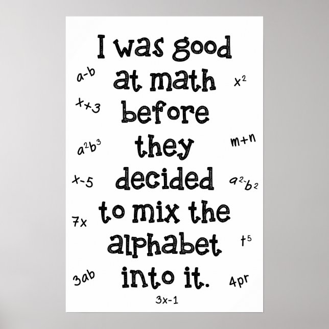 Math before alphabet poster (Front)