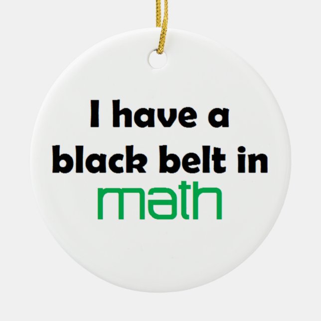 Math black belt ceramic ornament (Front)