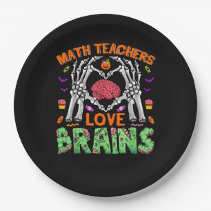 Math Brain Heart Skeleton Hand Zombie Halloween Paper Plate