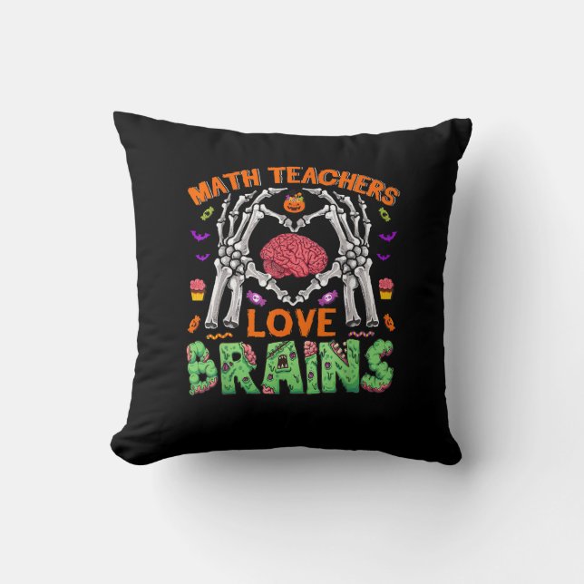 Math Brain Heart Skeleton Hand Zombie Halloween Throw Pillow (Front)