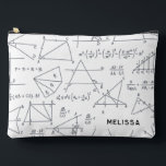 Math Calculations and Shapes Personalized Accessory Pouch<br><div class="desc">The perfect blend of style and functionality to keep your essentials organized on the go. Crafted with meticulous attention to detail, this pouch features a stunning math patterned background, adding a touch of individuality to your everyday carry. Whether you're storing makeup, tech accessories, or travel essentials, its interior and construction...</div>