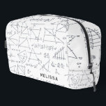 Math Calculations and Shapes Personalized Name Dopp Kit<br><div class="desc">Elevate your travel game with our personalized dopp kit, featuring a sleek design adorned with a captivating math and graphs pattern background. Practicality meets style as this compact organizer keeps your grooming essentials neatly arranged whether you're jet-setting across the globe or simply heading to the gym. With customizable options, you...</div>