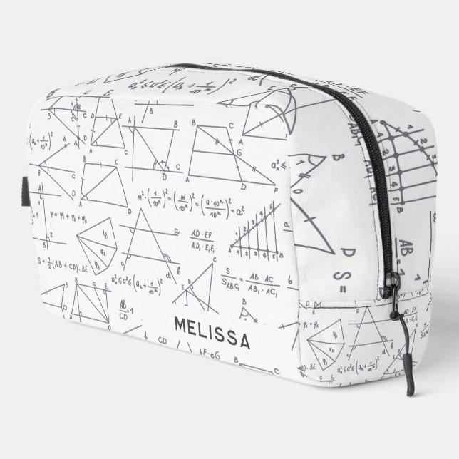 Math Calculations and Shapes Personalized Name Dopp Kit (Right Corner)