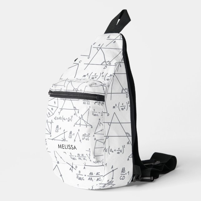 Math Calculations and Shapes Personalized Name Sling Bag (Right Corner)