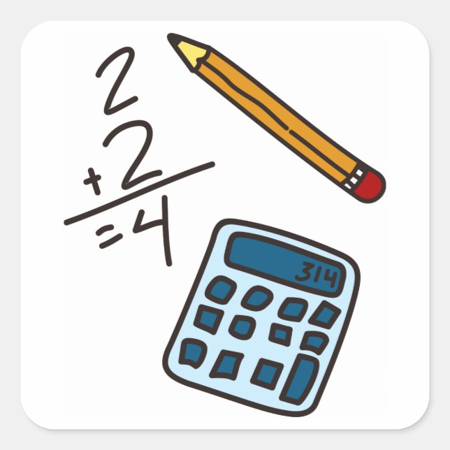 Math Calculator Square Sticker (Front)