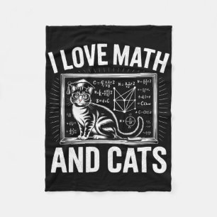 Math Cat Lover Funny Math Teacher I Love Math And Fleece Blanket