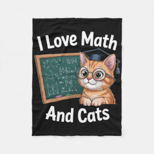 Math Cat Lover Funny Math Teacher I Love Math And Fleece Blanket