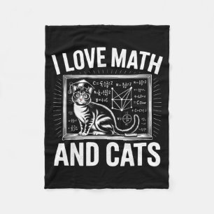 Math Cat Lover Funny Math Teacher I Love Math And Fleece Blanket