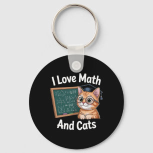 Math Cat Lover Funny Math Teacher I Love Math And Keychain