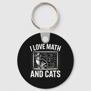 Math Cat Lover Funny Math Teacher I Love Math And Keychain