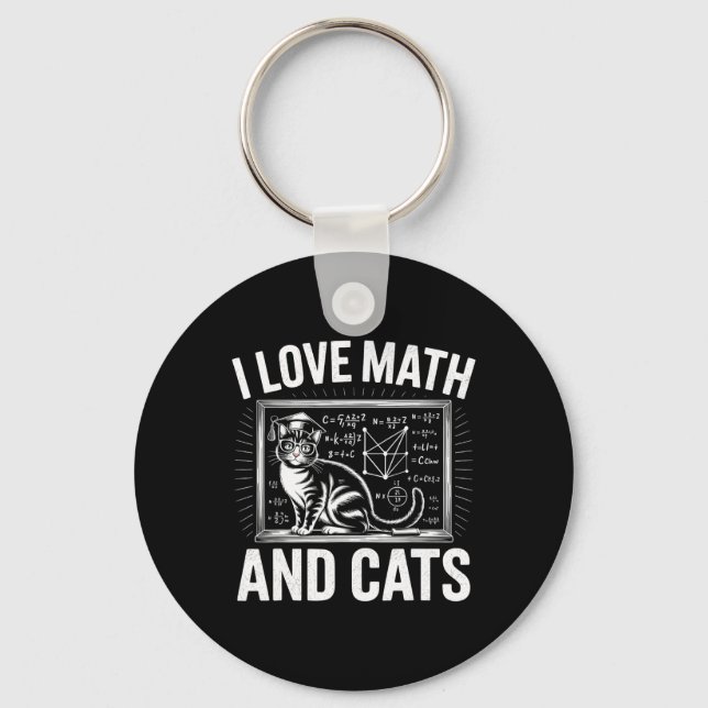 Math Cat Lover Funny Math Teacher I Love Math And  Keychain (Front)