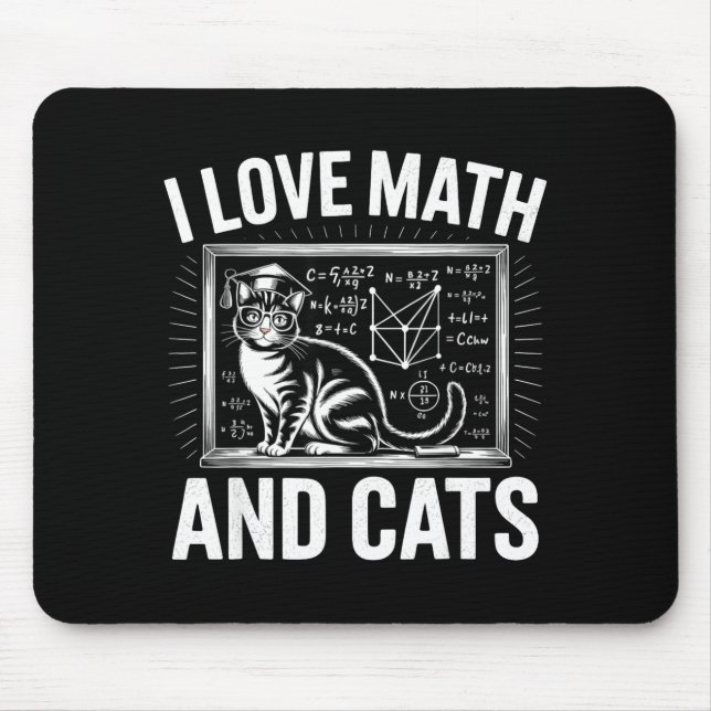 Math Cat Lover Funny Math Teacher I Love Math And  Mouse Pad (Front)