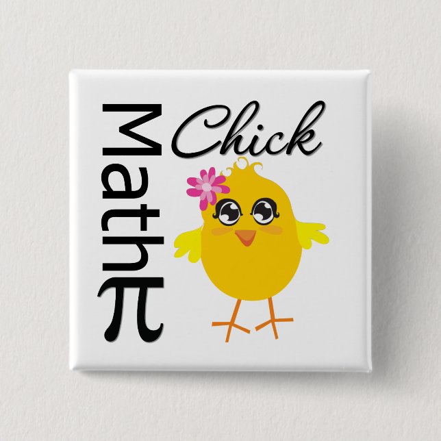 Math Chick 2 Inch Square Button (Front)