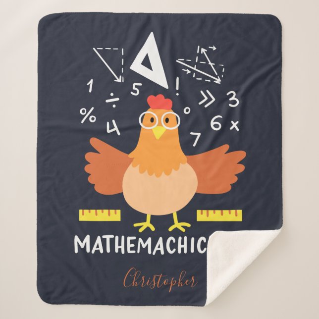 Math Chicken Funny Mathemachicken Teacher Custom Sherpa Blanket (Front)