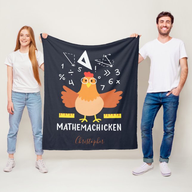 Math Chicken Gag Funny Mathemachicken Teacher Fleece Blanket (In Situ)