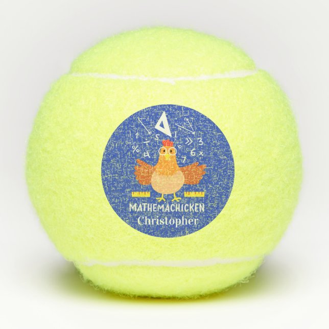 Math Chicken Gag Funny Mathemachicken Teacher Tennis Balls (Front)