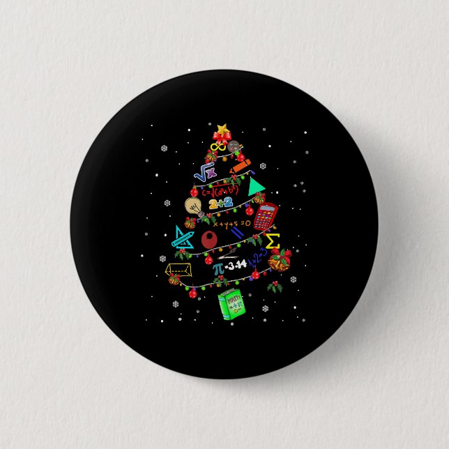 Math Christmas Tree Xmas gift 2 Inch Round Button (Front)