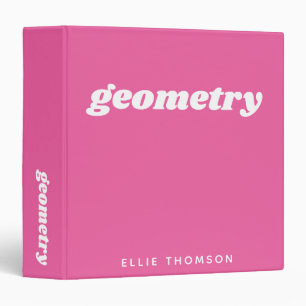 Math Class Custom Monogram Hot Pink School Binder