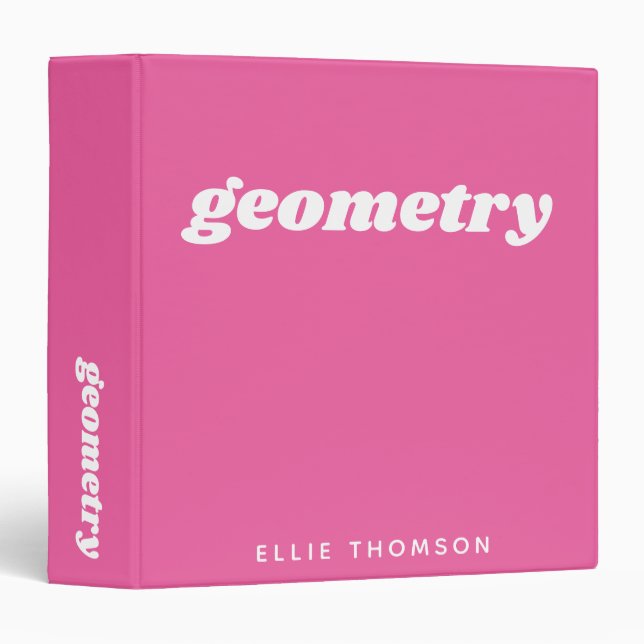 Math Class Custom Monogram Hot Pink School Binder (Front/Spine)