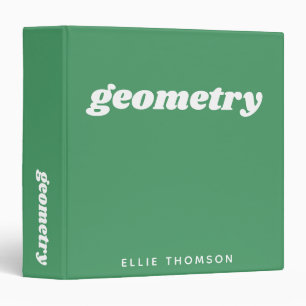Math Class Custom Name Monogram School Green Binder