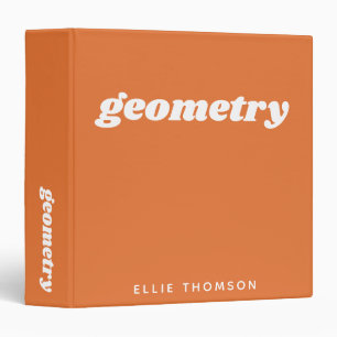 Math Class Custom Name Monogram School Orange Binder