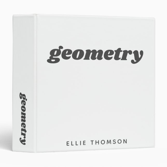 Math Class Custom Name Monogram School White Binder (Front/Spine)
