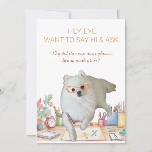 Math Class Joke Card with Punny Pup (Front)
