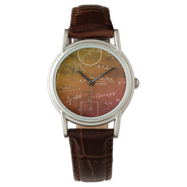 Math classic brown leather watch (Front)