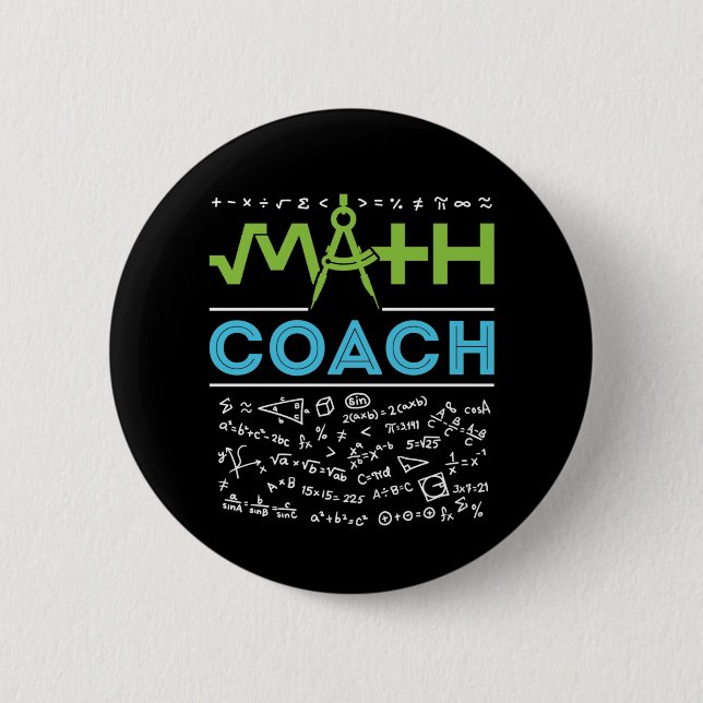 Math Coach Mathematics Tutor 2 Inch Round Button (Front)