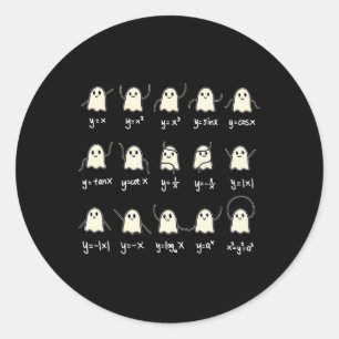 Math Dance Ghost Halloween Spooky Cute Ghost Math Classic Round Sticker