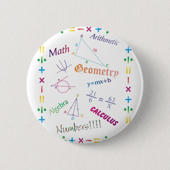 Math Design 2 Inch Round Button (Front)