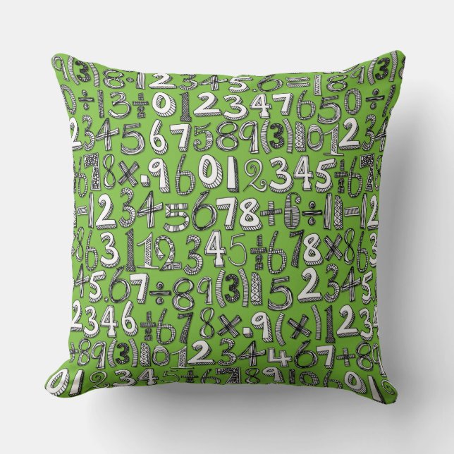 math doodle green throw pillow (Front)