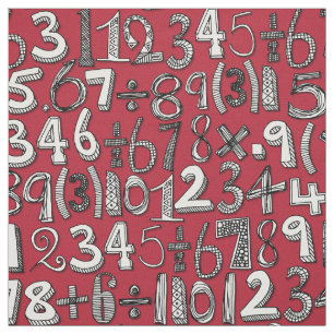 math doodle red fabric