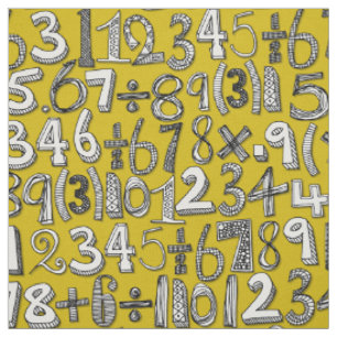 math doodle yellow fabric