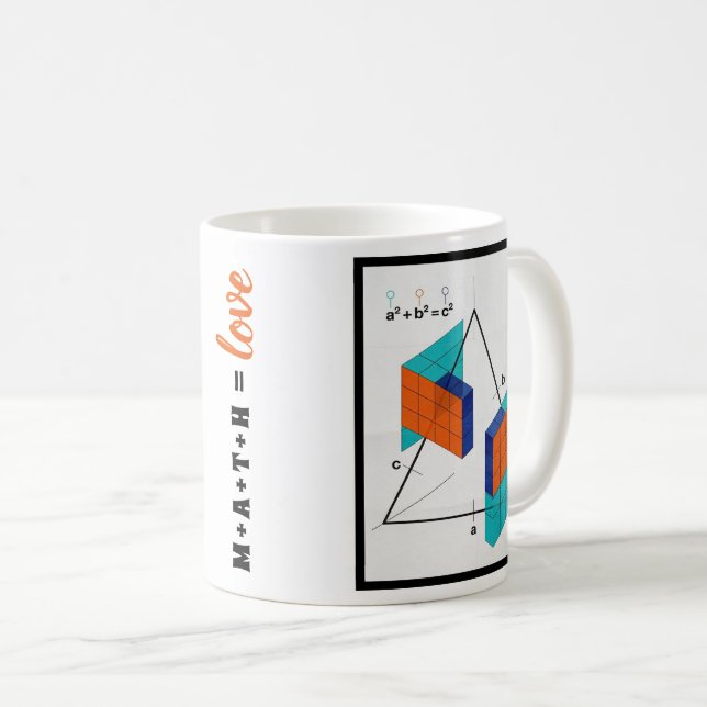 Math Equals Love 3D Pythagorean Theorem Mug (Front Right)
